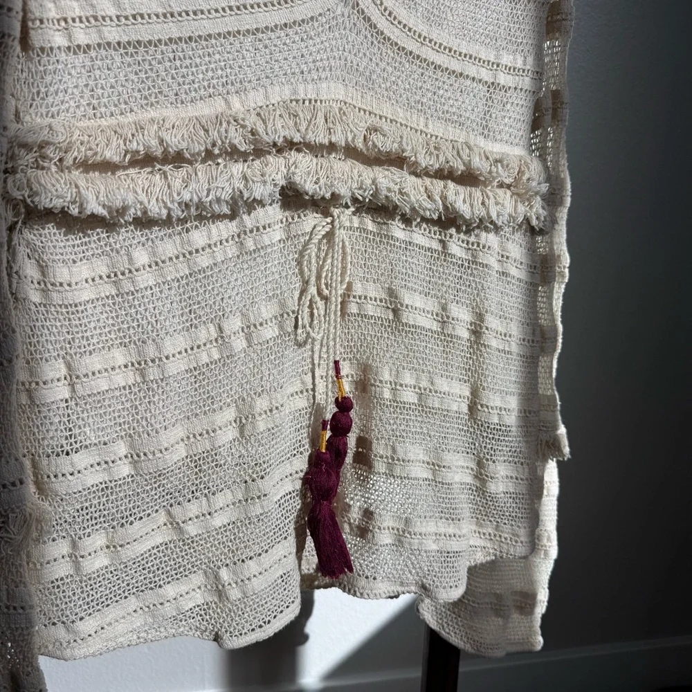 ZARA Trafaluc Boho Crochet Bell Sleeve Top Cream Festival Peasant Style